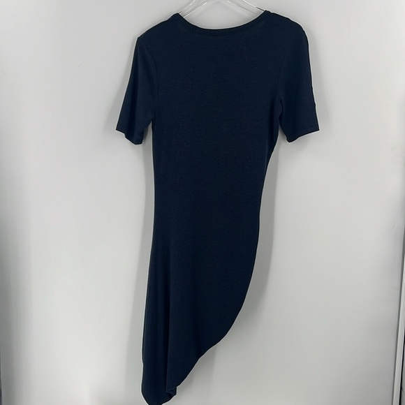 T by Alexander Wang Asymmetrical T-Shirt Dress Navy Blue Heather Medium - Picture 4 of 8